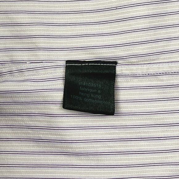 John Varvatos U.S.A. Purple White Stripe Cotton Button Shirt 16 1/2 LONG - Picture 6 of 10